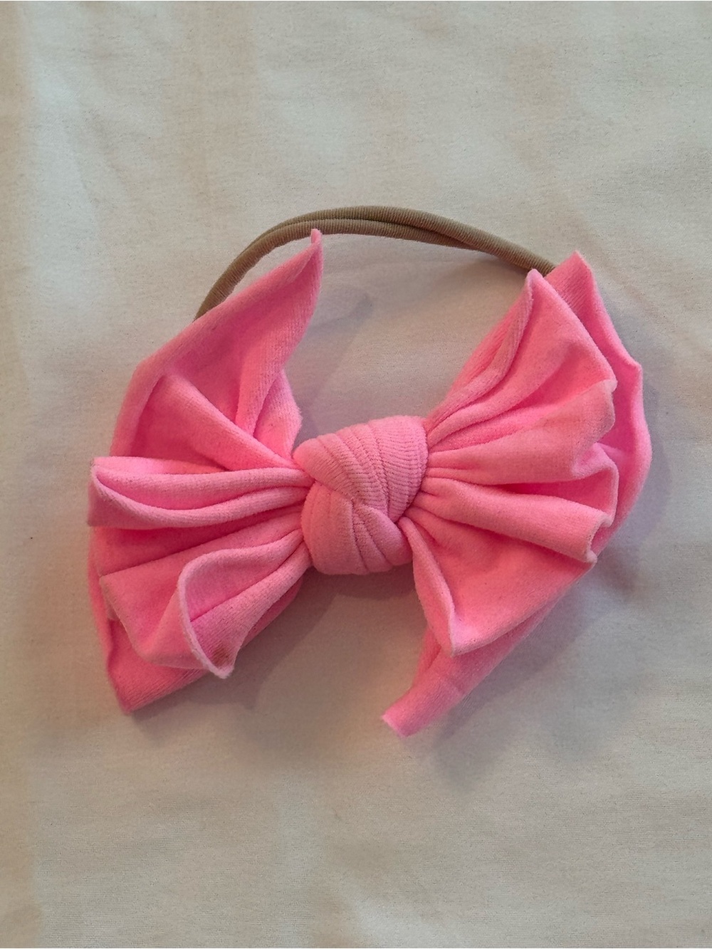 Baby Bling Neon Pink Classic Knot Bow Skinny Headband | One Size